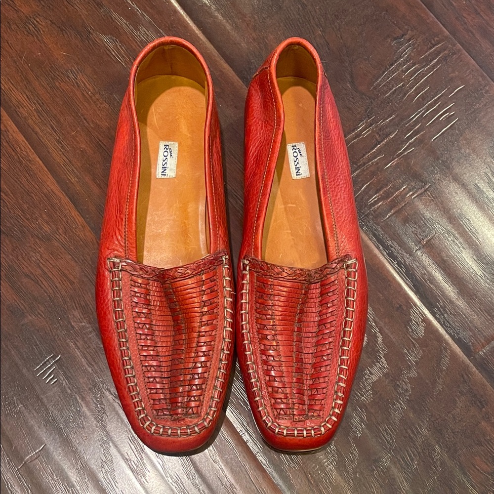 Avi Rossini Men's Red Leather Loafers